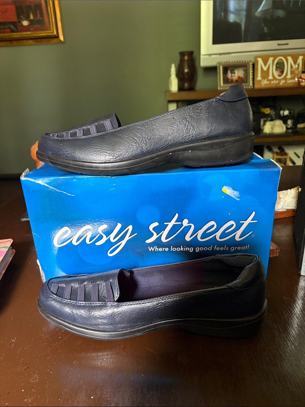 easy street Navy Slip-On Comfort Loafers